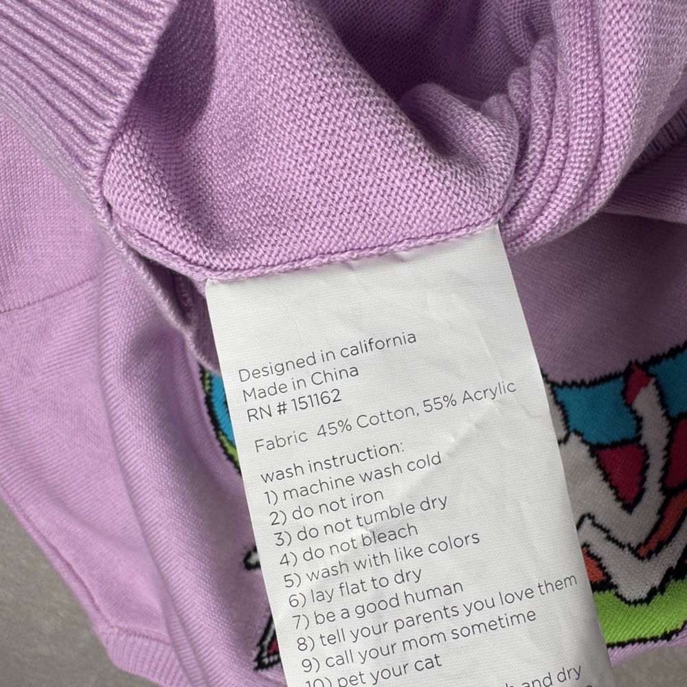 RIPNDIP My Little Nerm Knitted Rainbow Cat Unicorn Lavender Purple Sweater M - Picture 16 of 16